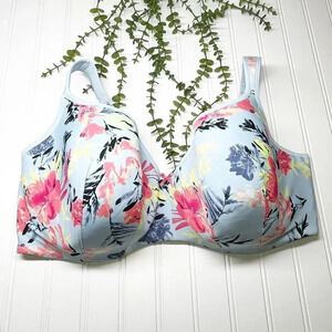 Cacique - Lane Bryant Blue Floral Lightly Lined Balconette Bra Women's Size 44F